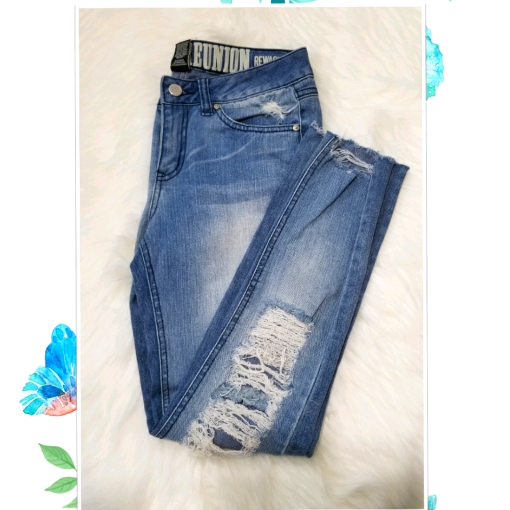 Woman ripped jeans